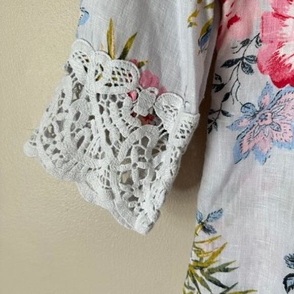 J Jill Love Linen Shirt Womens Extra Small Petite Summer Lightweight Cottagecore - Picture 3 of 10